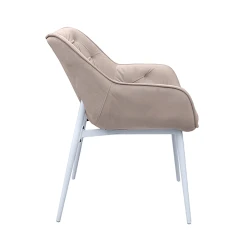 Scaun Deco Lotus Catifea Capucino HLR-7+White Legs flexmag.md
