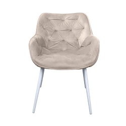 Scaun Deco Lotus Catifea Capucino HLR-7+White Legs flexmag.md