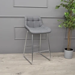 Scaun pentru bar Deco Nicole CFS Hoker LB Grey Eco-70+Chrome Legs flexmag.md