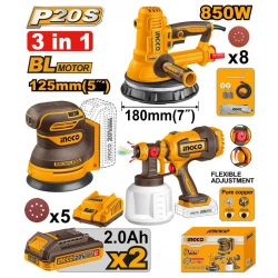 Набор из 2 шлифовальных машин + краскопульт Ingco COSLI250282 flexmag.md