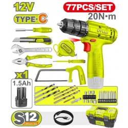 Set accesorii și mașina de înșurubat pe acumulator Dyllu DTDT1B77 flexmag.md