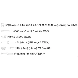 Набор торцевых ключей Yato YT14491 с трещоткой flexmag.md