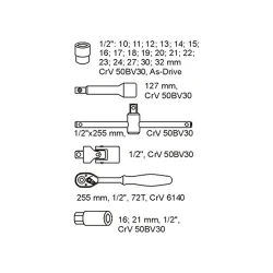 Набор торцевых ключей Yato YT5537 flexmag.md