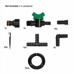 Set cu tub de picurare Bradas WATER DRIP 50 m flexmag.md