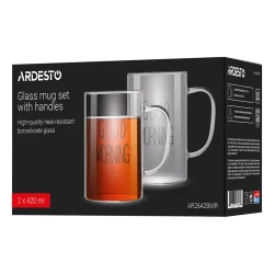 Set cupe Ardesto AR2642BMR, 420 ml, 2 bucs, Transparent flexmag.md