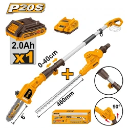 Set fierastrau telescopic + trimmer gard viu pe acumulator Ingco CPTS201681 flexmag.md