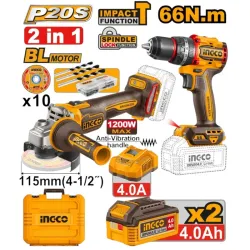 Set instrumente pe acumulator Ingco CKLI20256 (2 acumulatori) flexmag.md
