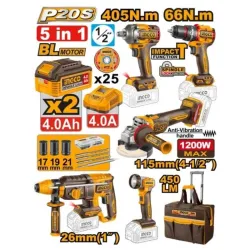 Set instrumente pe acumulator Ingco CKLI20595 flexmag.md