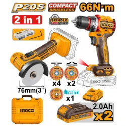 Set instrumente pe acumulator Ingco CKLI20766 flexmag.md