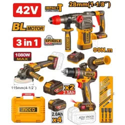 Набор инструментов на аккумуляторе Ingco COSLI42228 (6 аккумуляторов) flexmag.md