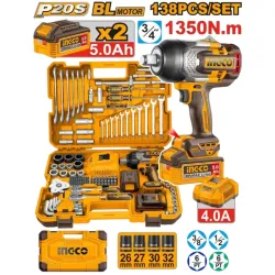 Set instrumente pe acumulator Ingco HKTHP41383 (2 acumulatori) flexmag.md