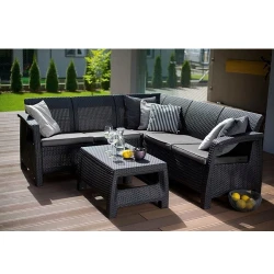 Set masa si canapea pentru gradina Keter Corfu Relax Graphite (241726) flexmag.md