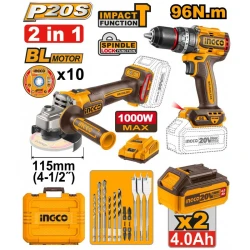 Set masina de gaurit si insurubat + polizor pe acumulator Ingco COSLI241298 flexmag.md