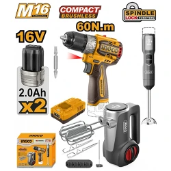 Set masina de insurubat + blender + mixer pe acumulator Ingco CKLI1638 flexmag.md