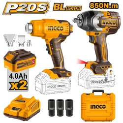 Набор аккумуляторного ударного шуруповерта + индустриального фена Ingco COSLI240489 flexmag.md