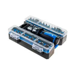 Set surubelinita cu biti si chei tubulare Hoegert HT1S101 flexmag.md