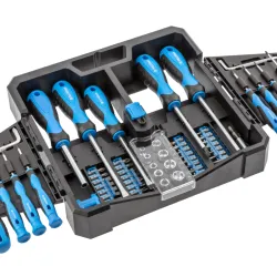 Set surubelinita cu biti si chei tubulare Hoegert HT1S105 flexmag.md
