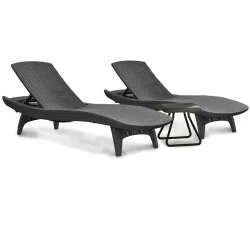 Комплект шезлонгов Keter Pacific со столом из графита (231465) flexmag.md